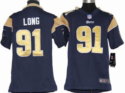 Nike Jersey Navy Blue Game youths St. Louis Rams 91 Chris Long